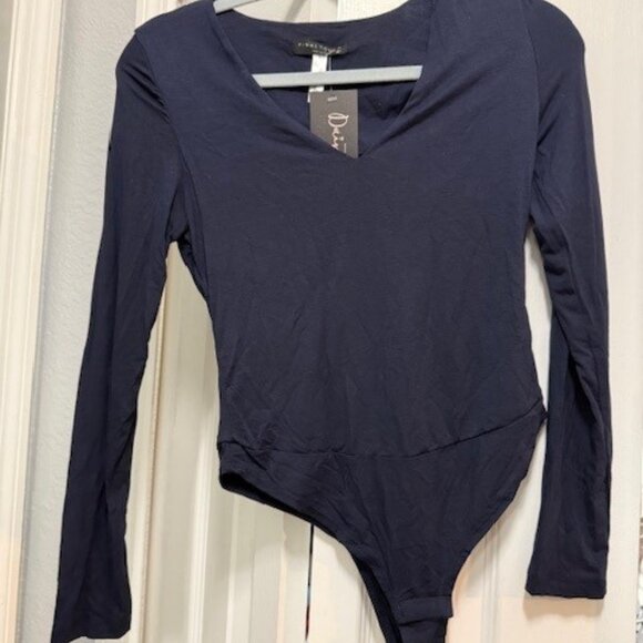 NWT Navy Blue Final Touch Long Sleeve Body Suit sz S - Picture 1 of 3